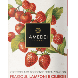 Toscano Red Frutti Rossi – Extra étcsokoládé (70%) piros bogyós gyümölcsökkel, 50 g