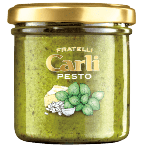 Pesto alla Genovese DOP – Tradicionális liguriai zöld bazsalikompesto, 130 g – Fratelli Carli