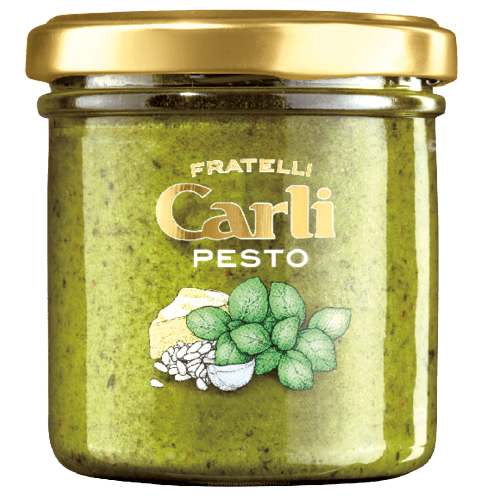 Pesto alla Genovese DOP – Tradicionális liguriai zöld bazsalikompesto, 130 g – Fratelli Carli