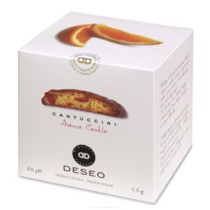 Toszkán kandírozott narancshéjas cantuccini kockadobozban, 200 g