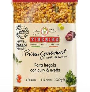 Fregola Sarda Curryvel és Mazsolával – Szardíniai pirított gyöngytészta, 200 g – Tiberino