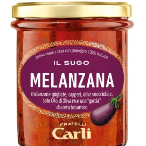 Sugo alle Melanzane – Prémium olasz padlizsános-paradicsomos tésztaszósz olajbogyóval és modenai balzsamecettel, 270 g – Fratelli Carli