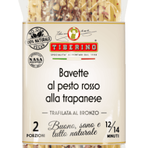 Bavette al Pesto Rosso alla Trapanese – Trapani vörös pesztós durum száraztészta mandulával, 200 g – Tiberino
