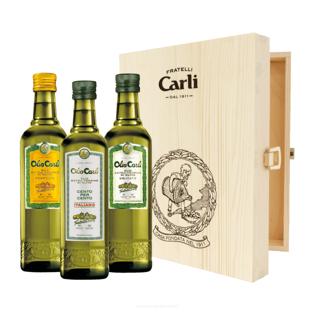 Díszdobozos Prémium Extra Szűz Olívaolaj Válogatás Fadobozban (3 x 500 ml) – Fratelli Carli