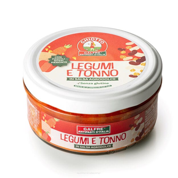 Legumi e Tonno – Piemonti hüvelyes zöldségsaláta tonhallal édes-savanyú mártásban, 160 g