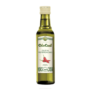 Condimento all'Olio Extra Vergine di Oliva con Peperoncino – Prémium chilis (peperoncino) extra szűz olívaolaj díszdobozban, 250 ml – Fratelli Carli